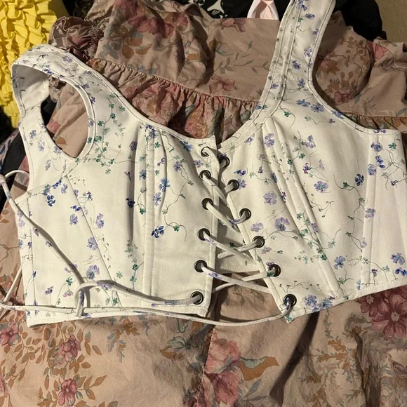 SELKIE BLUE VINE SOFT CORSET LARGE - Picture 2 of 3